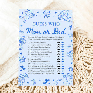 Hand Drawn Valentine Guess Who Mom or Dad Game Invitation