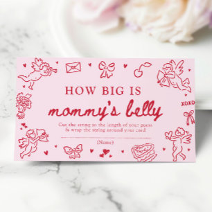 Hand Drawn Valentine How Big is Mommy's Belly Game Enclosure Card