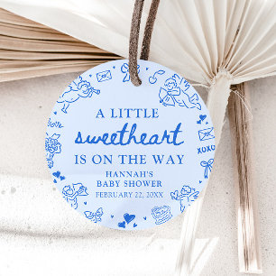 Hand Drawn Valentine Little Sweetheart Baby Shower Favour Tags