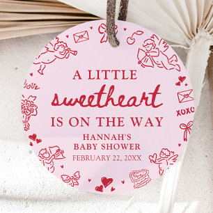 Hand Drawn Valentine Little Sweetheart Baby Shower Favour Tags