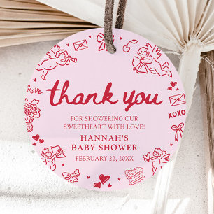 Hand Drawn Valentine Little Sweetheart Baby Shower Favour Tags