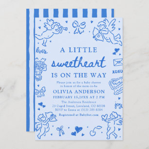 Hand Drawn Valentine Little Sweetheart Baby Shower Invitation