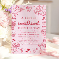Hand Drawn Valentine Little Sweetheart Baby Shower