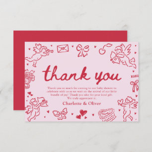 Hand Drawn Valentine Sweetheart Thank you card