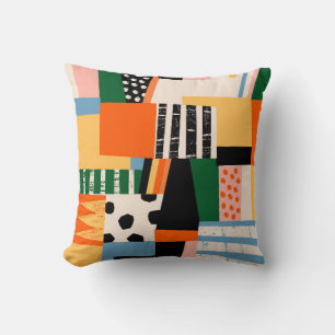 Hand drawn various shapes. Abstract contemporary s Cushion
