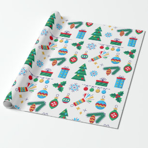 Hand Drawn Vector Art Christmas Elements Wrapping Paper