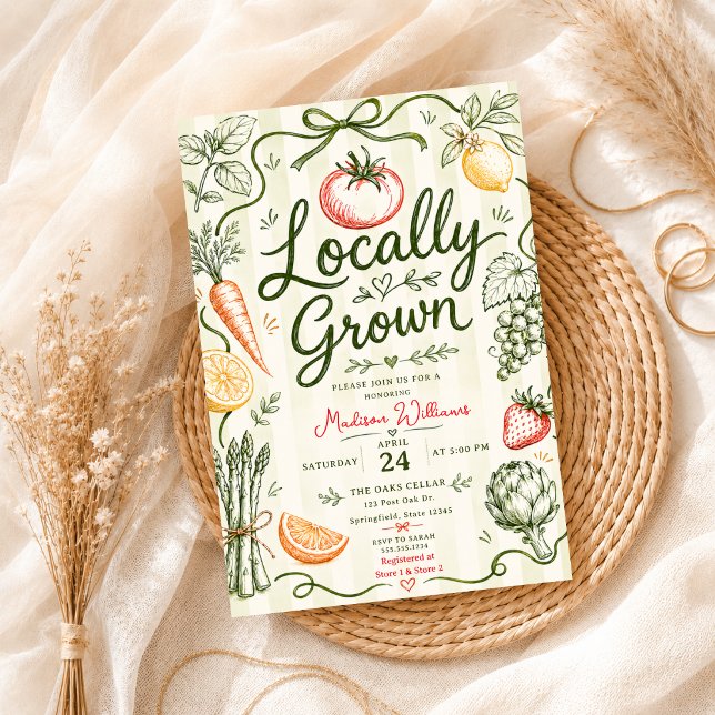 Hand-drawn vegetables fruits doodle baby shower invitation (Creator Uploaded)