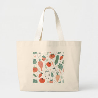 Hand drawn Vegetables Large Tote Bag