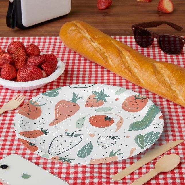 Hand drawn Vegetables Paper Plate (Picnic)