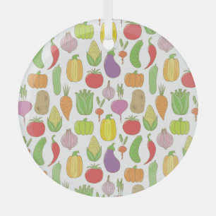 Hand-drawn vegetables, vintage doodle background. glass tree decoration