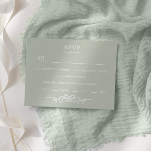 Hand Drawn Vintage Bow on Sage BG RSVP Card