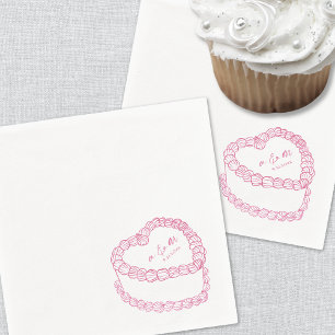 Hand Drawn Vintage Cake Whimsical Wedding Napkin