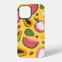 Hand drawn vintage cartoon summer fruits. Seamless