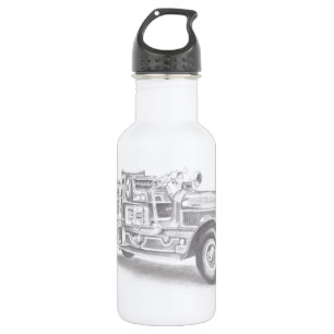 hand drawn vintage fire truck sketch 532 ml water bottle
