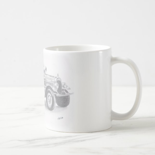 hand drawn vintage fire truck sketch coffee mug (Right)