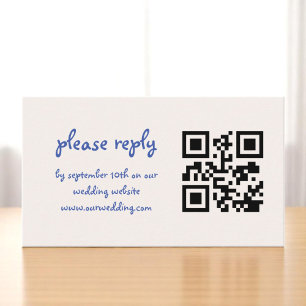 Hand Drawn Vintage French Blue Whimsical Wedding  Enclosure Card