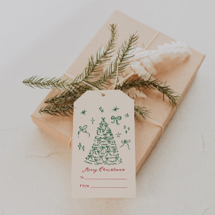 Hand Drawn Vintage Merry Christmas Gift Tags