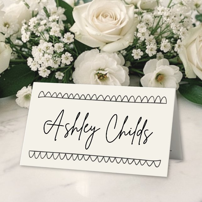 Hand Drawn Vintage Name Wedding Place Card (Hand Drawn Vintage Name Wedding Place Card)