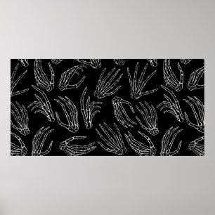 Hand drawn vintage seamless pattern. Human bone ha Poster