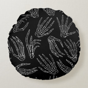 Hand drawn vintage seamless pattern. Human bone ha Round Cushion