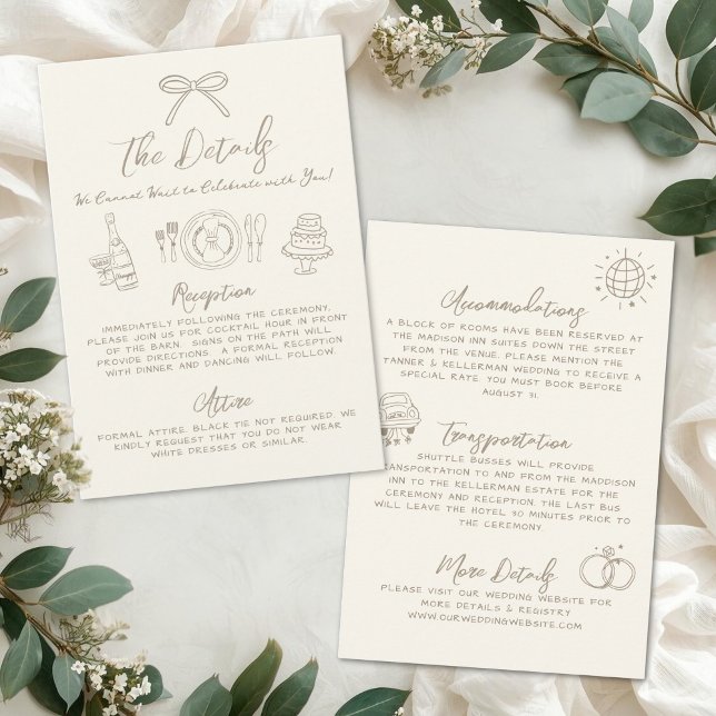 Hand Drawn Vintage Wedding Details Enclosure Card (Hand Drawn Vintage Wedding Details Enclosure Card)