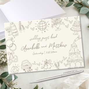 Hand Drawn Vintage Whimsical Wedding Guest Book