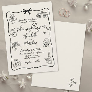 Hand Drawn Vintage Whimsical Wedding Invitation