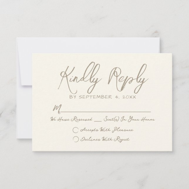  Hand Drawn Vintage Whimsical Wedding RSVP Card (Front)