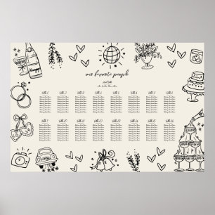 Hand Drawn Vintage Whimsical Wedding Seating Chart
