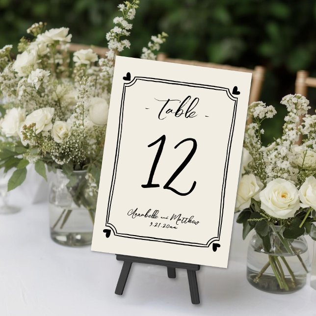Hand Drawn Vintage Whimsical Wedding Table Number (Hand Drawn Vintage Whimsical Wedding Table Number )
