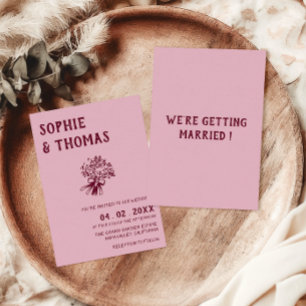 Hand Drawn Vintage Wildflower Bouquet Wedding Invitation