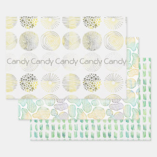 Hand drawn, watercolor, abstract design, circles wrapping paper sheet