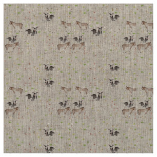 Hand drawn watercolor animals on the farm fabric