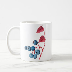 Hand Drawn Watercolor Art Blueberries Coffee Mug