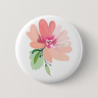 Hand drawn watercolor flower button