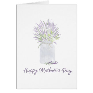 Hand drawn watercolor lavender jar Happy Mother