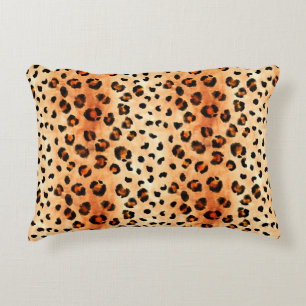 Hand drawn watercolor leopard pattern. Exotic fur  Decorative Cushion