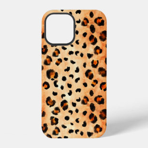 Hand drawn watercolor leopard pattern. Exotic fur  iPhone 12 Case