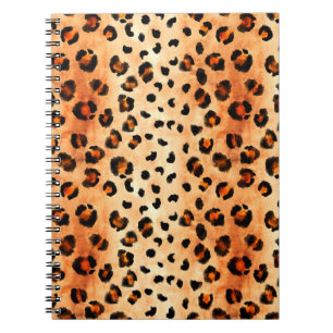 Hand drawn watercolor leopard pattern. Exotic fur Notebook