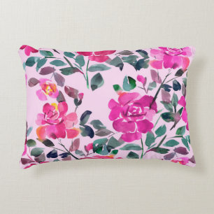 Hand drawn watercolor opulent roses. Floral seamle Decorative Cushion