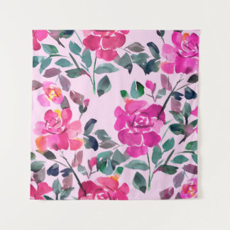 Hand drawn watercolor opulent roses. Floral seamle Tapestry