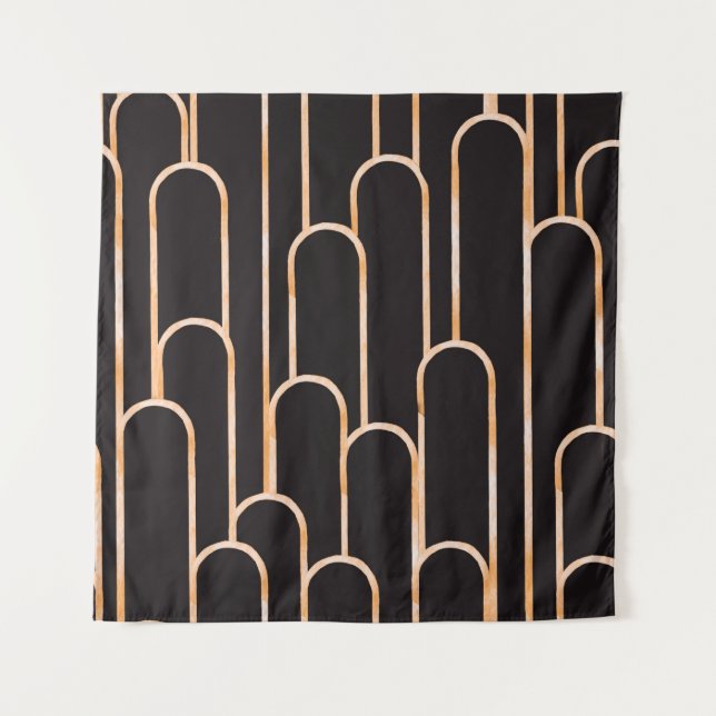 Hand drawn watercolor seamless pattern, geometrica tapestry (Front)