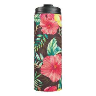 Hand drawn watercolor seamless pattern with colorf thermal tumbler