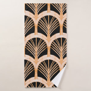 Hand drawn watercolor seamless pattern with gold i bath towel