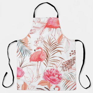 Hand drawn watercolor seamless pattern with pink f apron