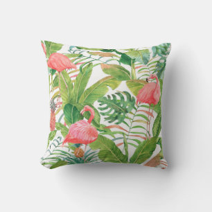 Hand drawn watercolor seamless pattern with pink f cushion