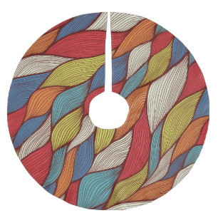 Hand-Drawn Waves: Abstract Seamless Background. Brushed Polyester Tree Skirt