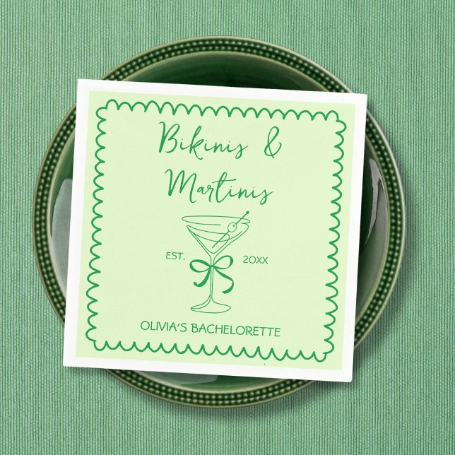  Hand Drawn Wavy Bikinis & Martinis Bachelorette Napkin (Hand Drawn Wavy Bikinis & Martinis Bachelorette Napkins)