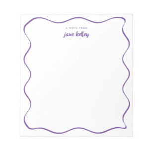 Hand Drawn Wavy Border Purple Personalised Notepad