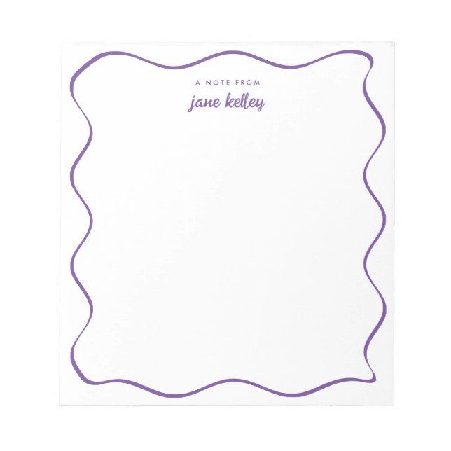 Hand Drawn Wavy Border Purple Personalised Notepad (Front)